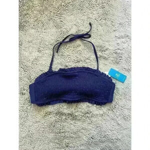 NWT Cupshe Bikini Swim Halter Tube Top Navy Size Medium